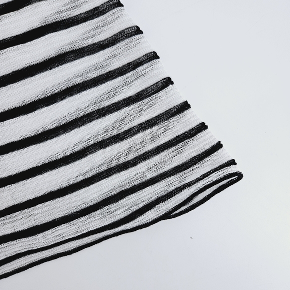 Eileen Fisher Black and White Striped Short Sleeve Tee - Picture 10 of 12